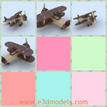 3d model the toy plane - This is a 3d model of the toy plane,which is made of wooden materials.The plane is made with single seat.