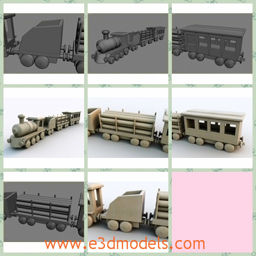 3d model the train made in wood - This is a 3d model of the train made in wood,which is small and special.The model is made with a pracical head.