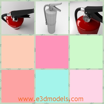 3d model of a fire extinguisher - This is a 3d model which is about a fire extinguisher. This fire extinguisher has a big red cylinder and a black handle made of plastic.