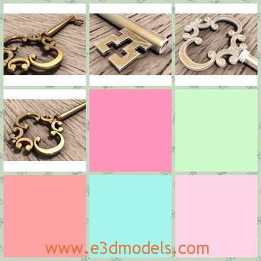 3d model of a golden key - This 3d model is about a golden key which is carefully made in each detail.It is a really smooth and delicate model