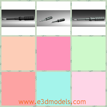 3d model of a screwdriver - This 3d model is about a screwdriver which is a useful tool. It has a plastic handle and other part is made of stainless steel.