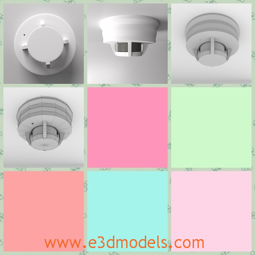 3d model of a smoke detector - This 3d model is about a small smoke detector which is a white device attached on the wall and if there is a fire and smoke it will alarm the people.