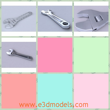3d model the adjustable wrench - This is a 3d model of the adjustable wrench,which is the common tool in our life.The model is a fully adjustable wrench detailed with material/shader.