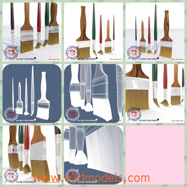 3d model the brushes for painting - This is a 3d model of the brushes for painting,which is different from one other and the shapes are for the different purposes.