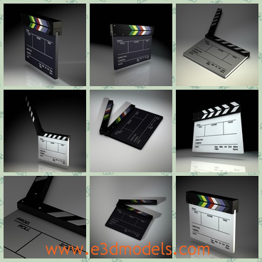 3d model the clapperboard of the film - THis is a 3d model of the clapperboard of the film,which is common and always is the black and white.