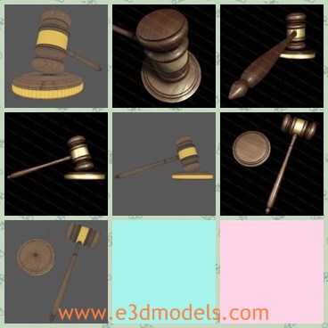 3d model the gavel - This is a 3d model of the gavel used by judge in court,which is wooden and textured.The model is common in court.
