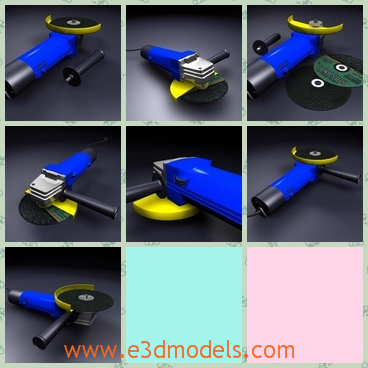 3d model the grinder in blue - This is a 3d model of the grinder in blue,which is electric tool in the daily life and the tool is practical.