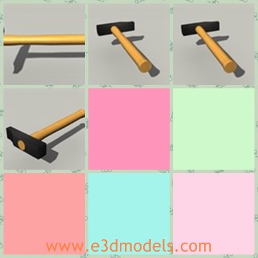 3d model the hammer - This is a 3d model of the hammer,which is the common tool in life.The hammer is made with a wooden handle.
