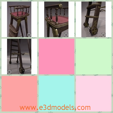 3d model the ladder - This is a 3d model of the ladder with the wheels and the model was made in ancient style.