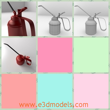 3d model the oil can in red - This is a 3d model of the oil can in red,which is not tall and the muzzle is long to use.