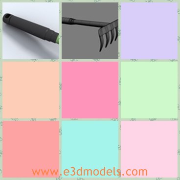3d model the rake - This is a 3d model of the rake,which is the common tool in the garden.The model is practical and it is cheap to get one.