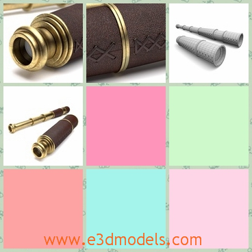 3d model the telescope in ancient style - This is a 3d model of the telescope in ancient style,which is fine and unique.The model is made with brass materials.