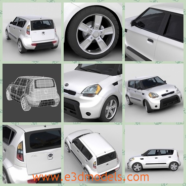 3d a car named kia - This is a car named Kia,which is made in 2010.It is created with 3DS Max.The tire is big and great compared with others.