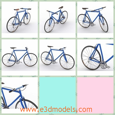 3d model a blue sport bike - This is a 3d model about a blue sport bike without the backseat.The bicycle stands in even in the whole.