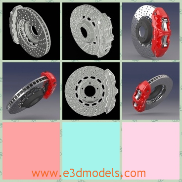 3d model a brake with a disc - This is a 3d model of a brake with a disc,which has a wheel on it.The model is different from others.