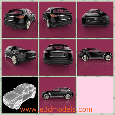 3d model a car of Infiniti - This is a 3d model of a car of Infiniti fx,which is colored in black and the shape is special and the model looks like the ancient bubble car.