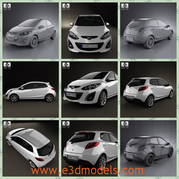3d model a car of Mazda - This is a 3d model of a car of Mazda,which has a hatchback that is made in Japan.The model is popular in the world.
