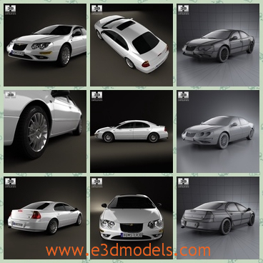 3d model a car with a sharp head - This is a 3d model of a car of Chrysler,which has a lower body compared with other cars.The model is fashion and charming.