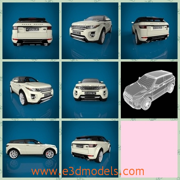 3d model a heavy car of Range rover evoque - This is a 3d model of a car of Range rover evoque,which looks heavy but great.The model is made of marvellous materials.