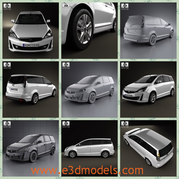 3d model a minivan of Proton Exora - This is a 3d model of a minivan,which is made in 2012 and the shape is fashional and popular.