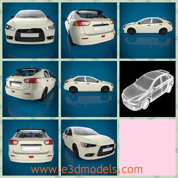 3d model a sports car in white - This is a 3d model of a sports car in white,the body is higher than others.The model is in good quality.