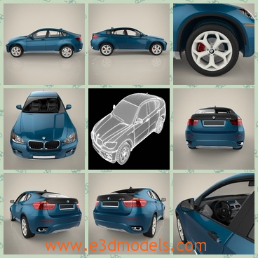 3d model a sports car of BMW - This is a 3d model of a sports car of BMW,which is blue and the tire of the car is designed in flowers shape.
