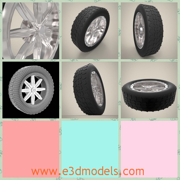 3d model a tyre rim of the car - This is a 3d model about the tyre of the car,which is big and heavy.The model also has the crystal version.