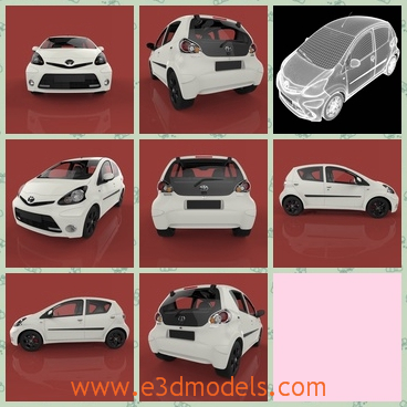 3d model  a white toyota car - This is a 3d model of a white Toyota car,which is small but cute.The model is a SUV.The front looks like a human face.