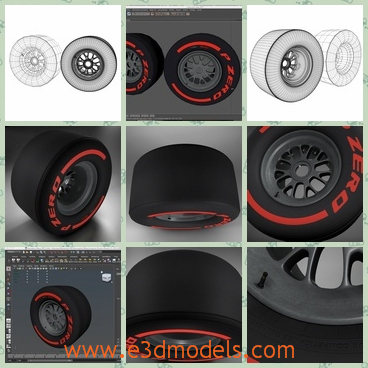 3d model about F1 tyre - This is a 3D low poly model abouth black tyres.This tyre has black surface with red words on its sides. It is designed to provide a high definition in a low poly.