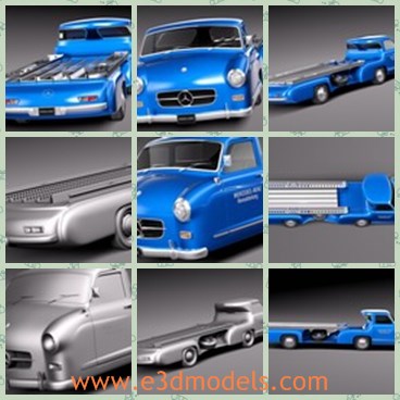 3d model blue old truck - This is a 3d model of the old blue truck,which is rare and made in Germany.The car is firstly created in 1954.