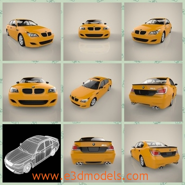 3d model BMW - This is a 3d model of a car named BMW.The color of this model is so gorgerous and is easy to be remembered.It is in the fashion style.