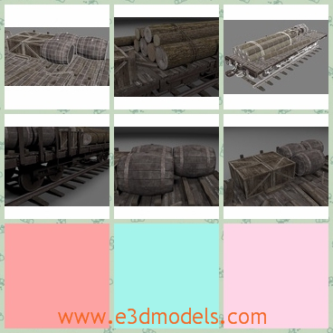 3d model cargo with barrel - This is a 3d model of the cargo with barrel,which are rare and the wooden barrels are common in the daily life.