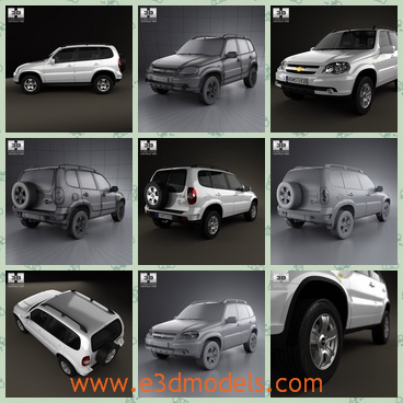 3d model chevrolet niva - This is a 3d model of the Chevrolet from America.This car is bigger than a sedan and the color is shining and charming.