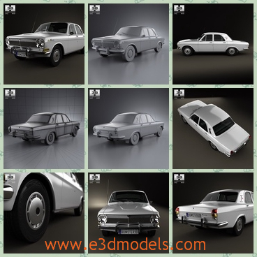 3d model GAZ - This is a 3d model of a sedan car named GAZ made in Russia,which was made on 1967 when Russia was the USSR.