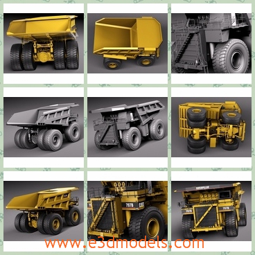 3d model heavy dump truck - This is a 3d model about a heavy dump truck.There are two kinds of colors,including gray and yellow. The tires are so cumbersome.