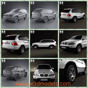 3d model of a BMW - This 3d model is about a BMW car. This car has shiny white paints and it has a long body and it has four solid wheels.