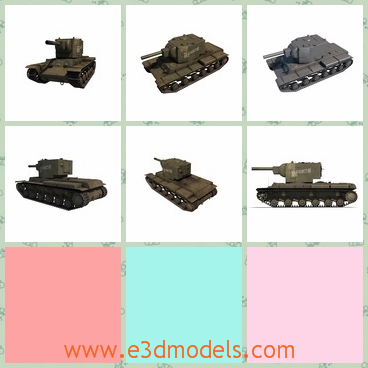 3d model of a kliment voroshilov KV-2 tank - This 3d model is about a KV tank. The KV series were known for their extremely heavy armour protection during the early part of the war, especially during the first year of the German invasion of the Soviet Union.