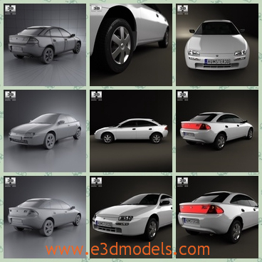 3d model of a Mazda car - This 3d model is about a luxurious Mazda sedan. This car has a low roof and a wide black windscreen.