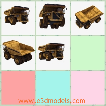 3d model of a mining trunk - This 3d model is about an old mining trunk which is rusty and can carry many loads for one time. It has many big wheels.