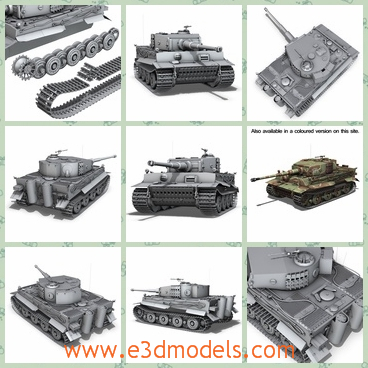 3d model of a tank - This is a 3d model which is about a German heavy tank used in World War II, developed in 1942. This tank is big and it is made of thick iron.