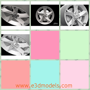 3d model of Audi A5 rim - This 3d model is about an Audi A5 rim. This rim is made of solid stainless steel and it looks like a turbine.