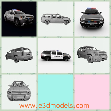 3d model of Chevrolet Suburban police wagon - This 3d model is about a Chevrolet Suburban police wagon. This police wagon is very long and it has the word of police on its doors.