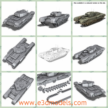 3d model of Churchill MK.III AVRE - This 3d model is about a Churchill MK.III AVRE tank. Churchill III equipped with the petard, and a 290 mm spigot mortar.