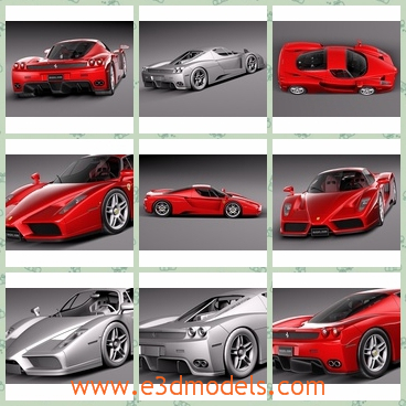 3d model of Enzo E60 - This 3d model is about a dashing Enzo car. This car has a very flat body with a sharp head which is very close to the ground and looks like a shovel.