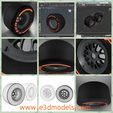 3d model of F1 rear tyre - This 3d model is about the F1 rear tyre which is wide and solid. The model is completely ready for use visualization in maya.