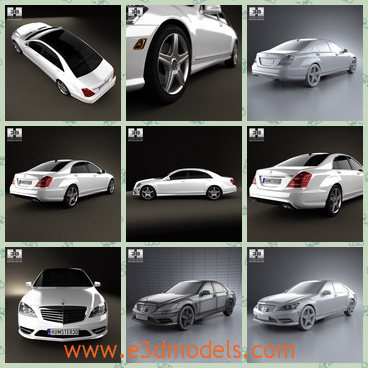 3d model of Mercedes Benz S class W221 - This 3d model is about the Mercedes Benz S class W221 which is a cool car with shiny white surface. This 3d model is created on real car base.