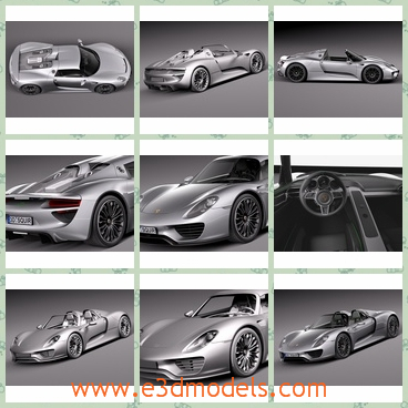 3d model of Porsche 910 Spyder - This 3d model is a Porsche 910 Spyder which is an expensive Germany car. This is a convertible car with a long yet flat body and a low chassis.