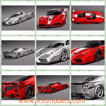 3d model of red Italian race car - There is a 3d model which is about a red Italian race car. This car is very flat and looks like a shovel and it has a small slanting windreen.