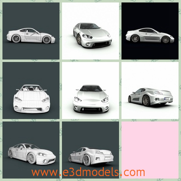 3d model of S17r concept car - This 3d model is about a concept car which is a long flat car with four doors. This car has a low roof and four big wheels.