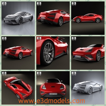 3d model of the Icona Vulcano 2013 - This is a 3d model of the Icona Vulcano 2013. This car has warm red color with a cool design.The bonnet of the car is wide and flat.The model is provided combined, all main parts are presented as separate parts.